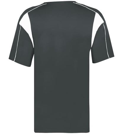 Gray and white colored Pro Youth Placket jersey angled image on a white background