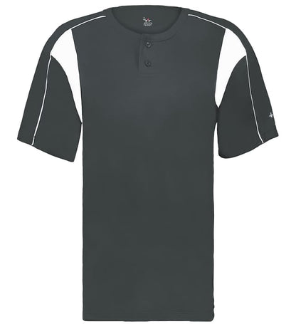 Gray and white colored Pro Youth Placket jersey angled image on a white background