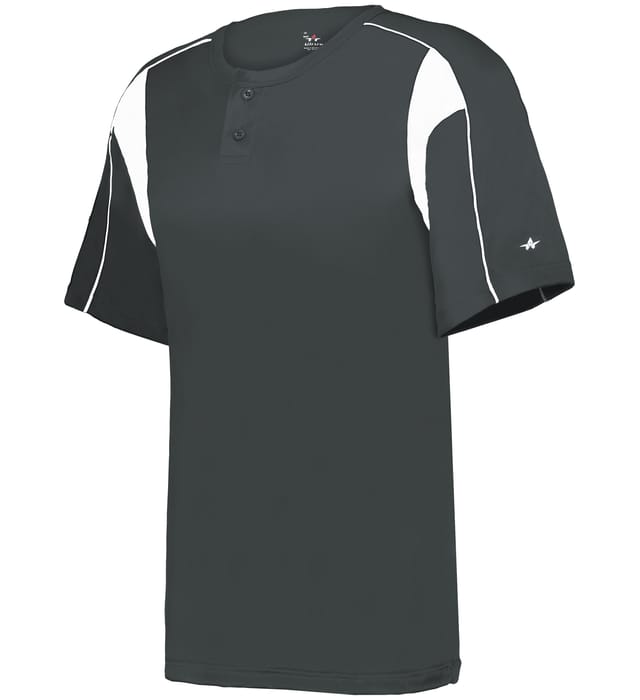 Gray and white colored Pro Youth Placket jersey angled image on a white background
