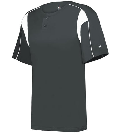 Gray and white colored Pro Youth Placket jersey angled image on a white background