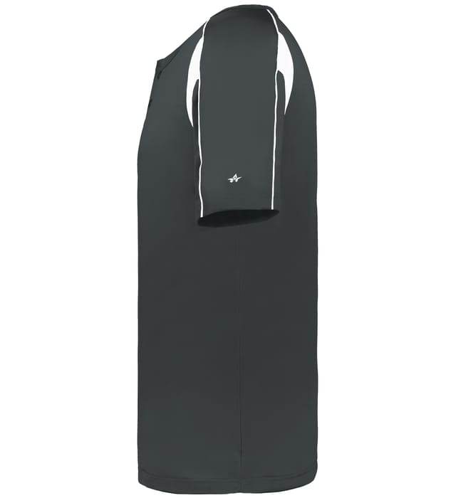 Gray and white colored Pro Youth Placket jersey angled image on a white background