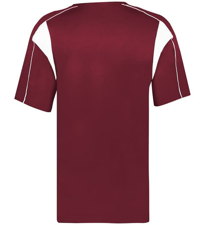 Cardinal and white colored Pro Youth Placket jersey angled image on a white background