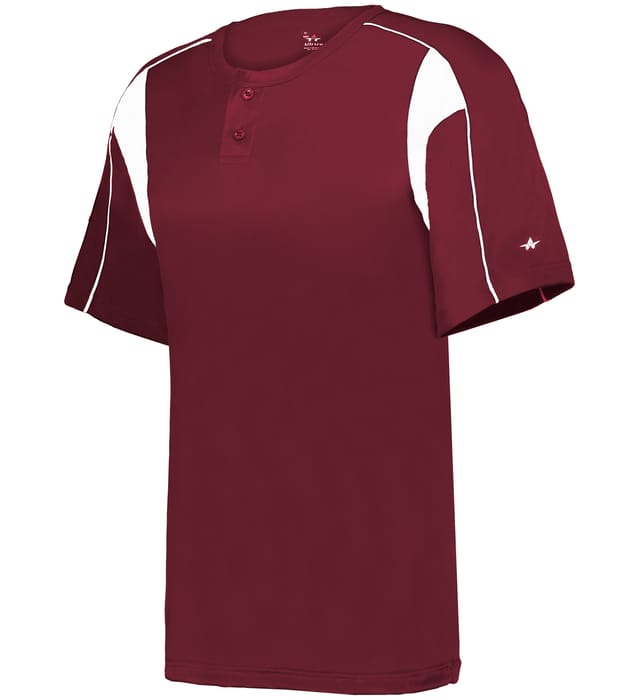 Cardinal and white colored Pro Youth Placket jersey angled image on a white background