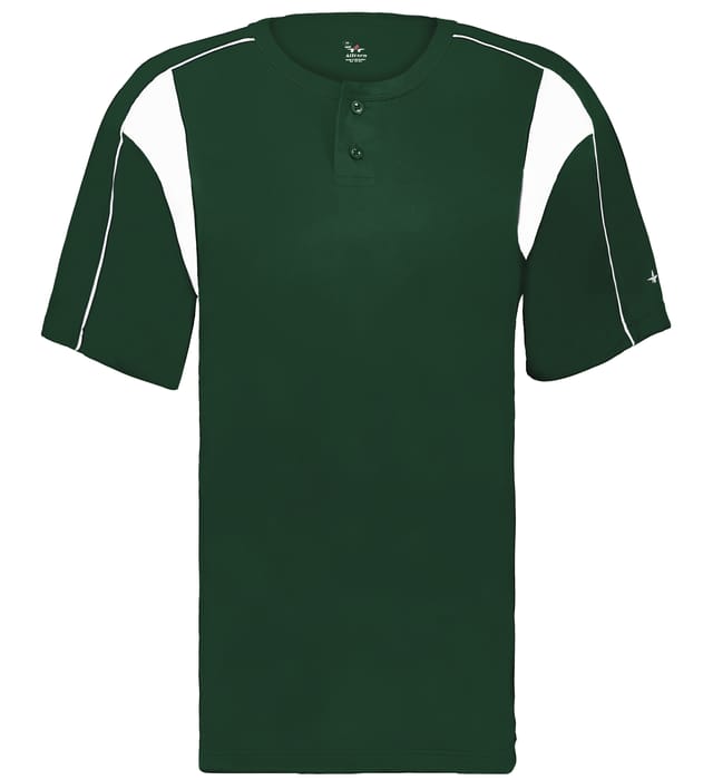 Forest green and white colored Pro Youth Placket jersey angled image on a white background