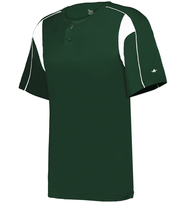 Forest green and white colored Pro Youth Placket jersey angled image on a white background