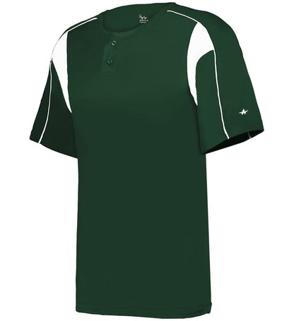 Forest green and white colored Pro Youth Placket jersey angled image on a white background