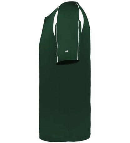 Forest green and white colored Pro Youth Placket jersey angled image on a white background