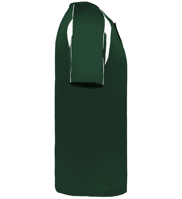 Forest green and white colored Pro Youth Placket jersey angled image on a white background