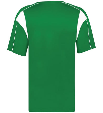 Kelly green and white colored Pro Youth Placket jersey angled image on a white background