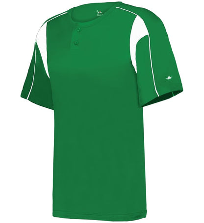 Kelly green and white colored Pro Youth Placket jersey angled image on a white background