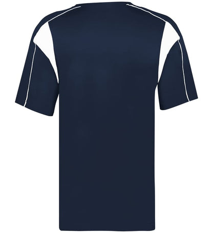 Navy and white colored Pro Youth Placket jersey angled image on a white background