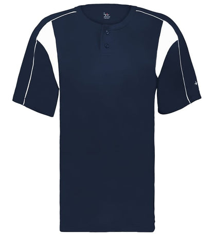 Navy and white colored Pro Youth Placket jersey angled image on a white background