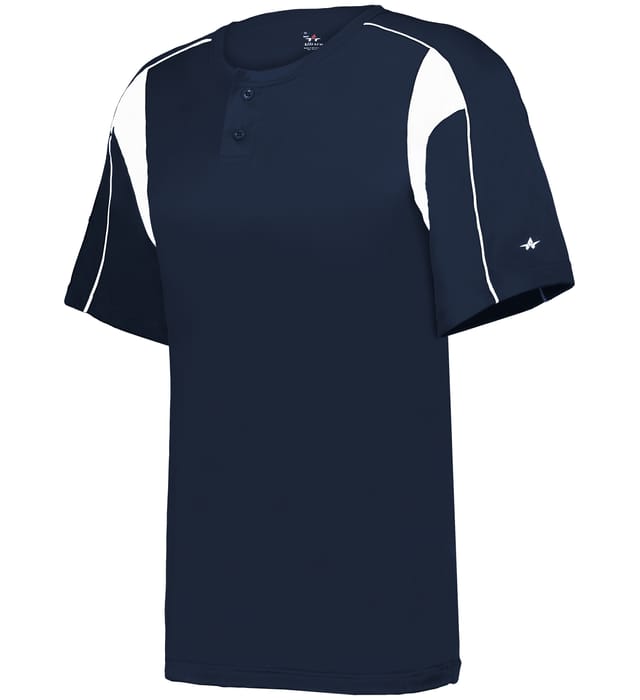 Navy and white colored Pro Youth Placket jersey angled image on a white background