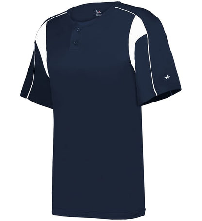 Navy and white colored Pro Youth Placket jersey angled image on a white background