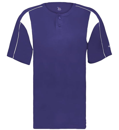 Purple and white colored Pro Youth Placket jersey angled image on a white background