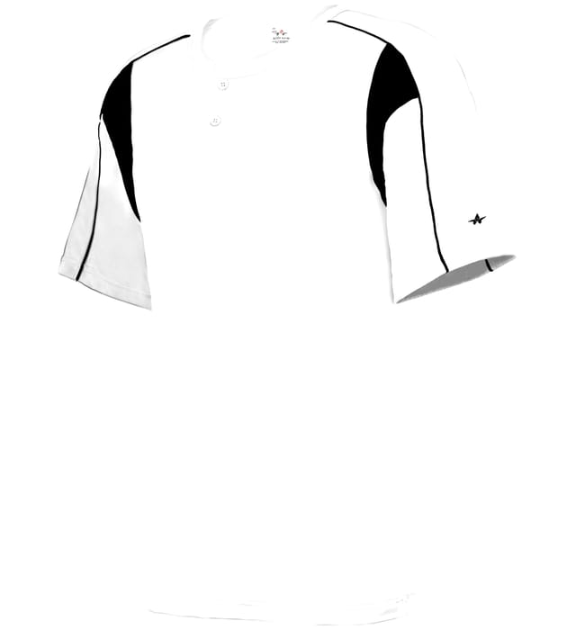 White and Black colored Pro Youth Placket jersey angled image on a white background