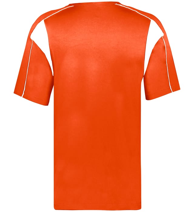 Burnt orange and white colored Pro Youth Placket jersey angled image on a white background