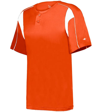 Burnt orange and white colored Pro Youth Placket jersey angled image on a white background