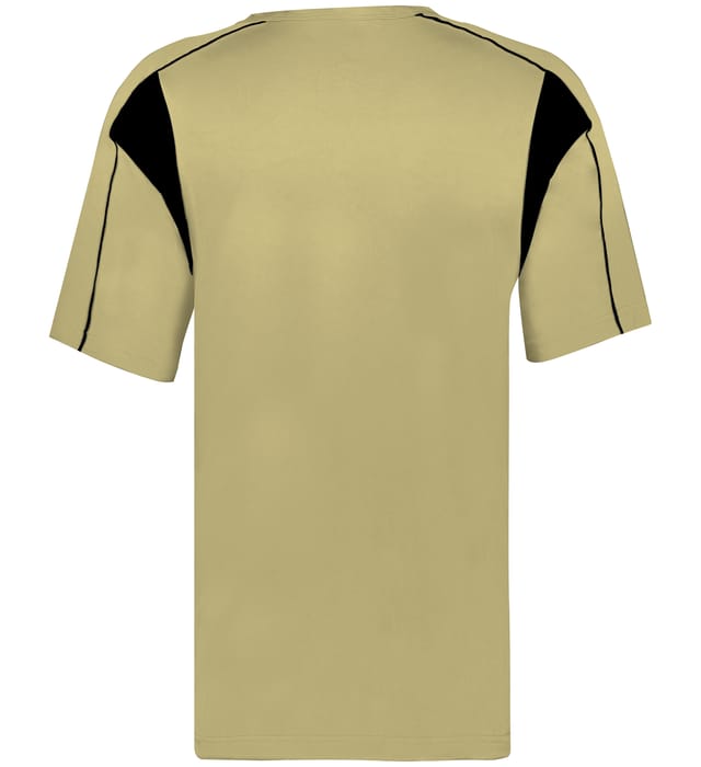 Vegas Gold and Black colored Pro Youth Placket jersey angled image on a white background