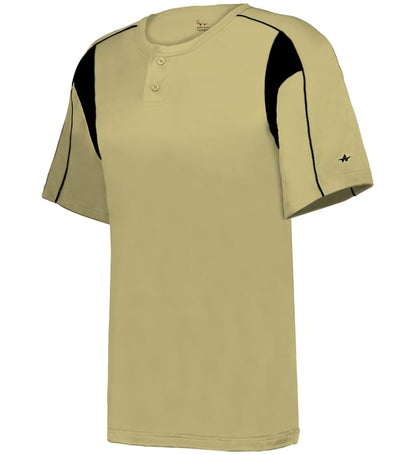 Vegas Gold and Black colored Pro Youth Placket jersey angled image on a white background