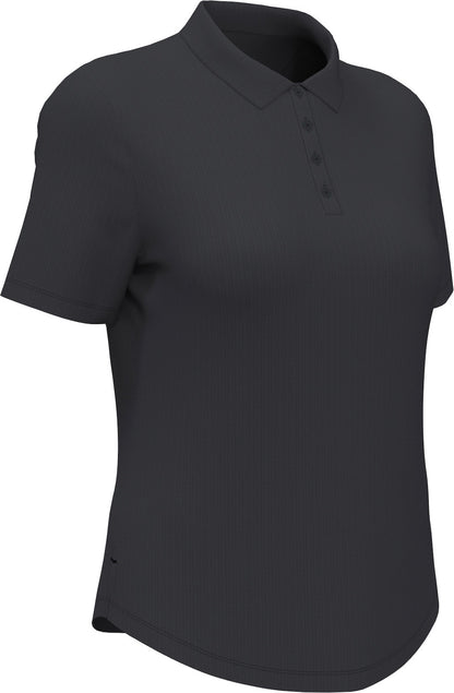 Black Ladies Oxford polo shirt on a white background