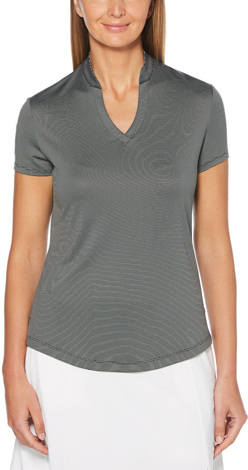 Ladies Fine Line Stripe Polo