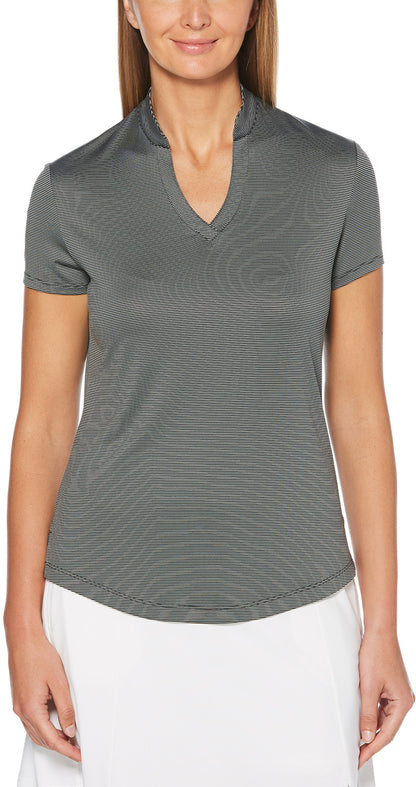 Ladies Fine Line Stripe Polo