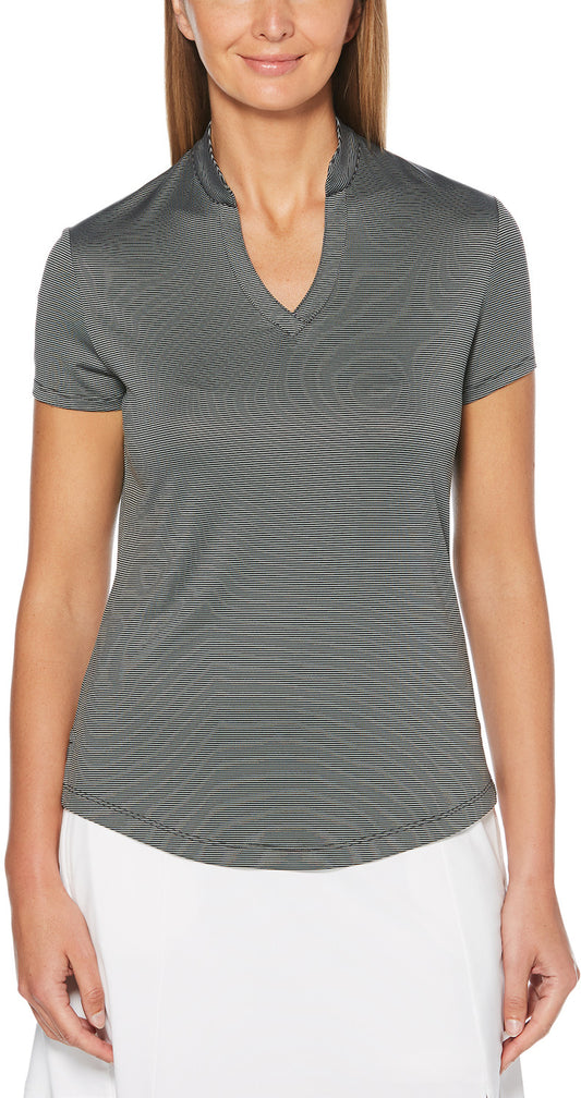 Ladies Fine Line Stripe Polo
