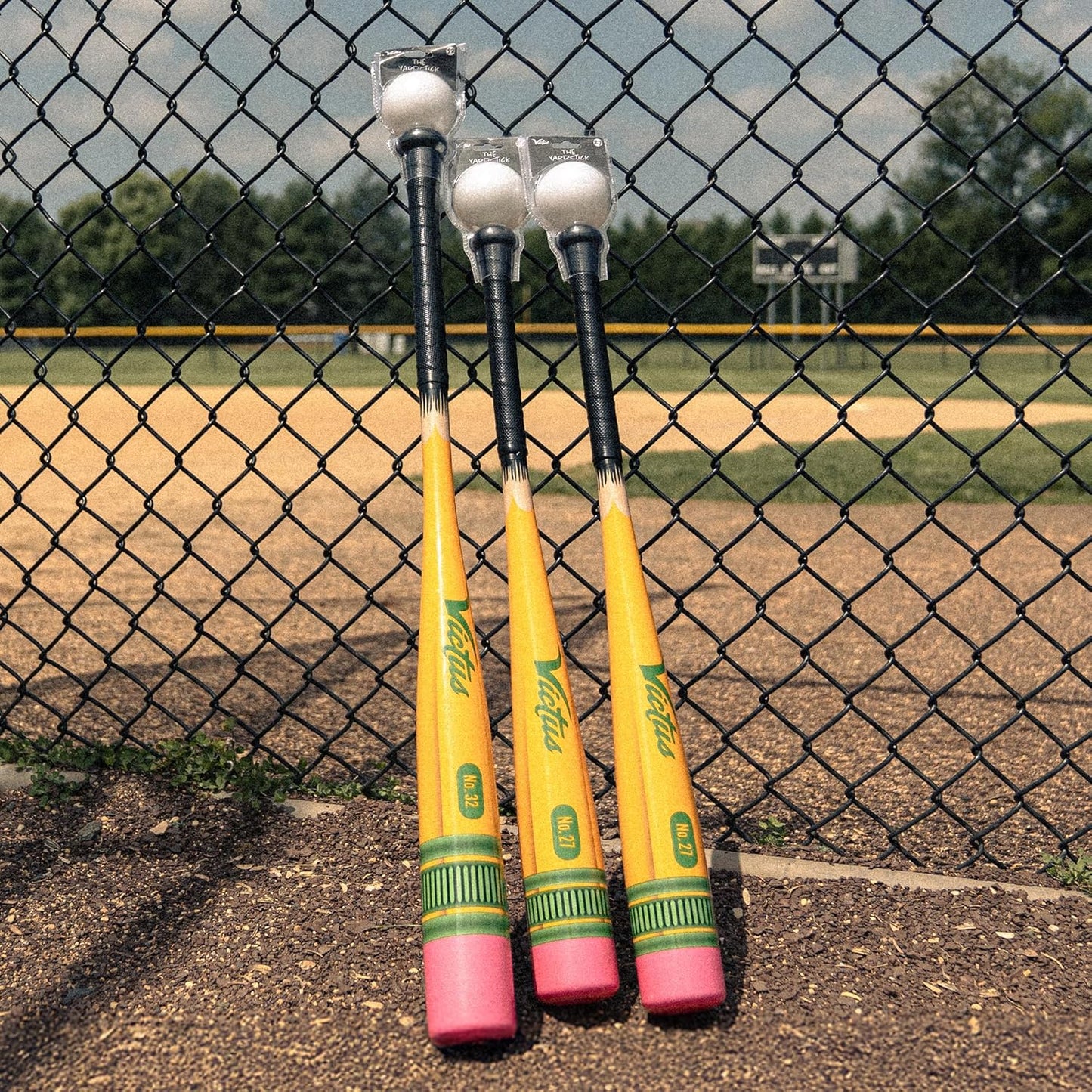 Victus Yardstick, Plastic Baseball Bat for Kids with Custom Plastic Ball, for Use on Turf or Grass, 2 5/8” Barrel and Soft Touch Grip, Lightweight Backyard Baseball Set, 32”