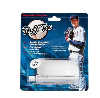 Tuff Toe pitching packaging with a baseball player on the side