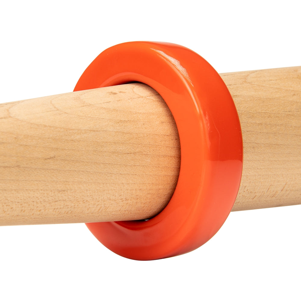 baseball bat with Champro bat weight in orange color on white background