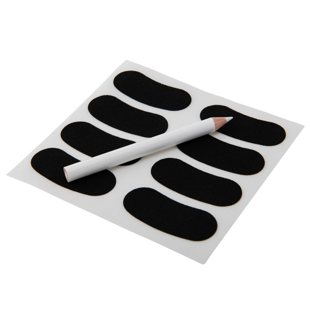 Eye Black Stickers with white pencil on white background