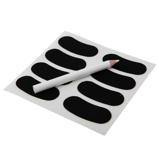 Eye Black Stickers with white pencil on white background