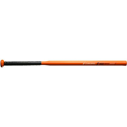 Orange and black Pro Trainer baseball bat with branding "Champro" on a white background