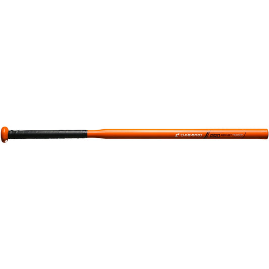 Orange and black Pro Trainer baseball bat with branding "Champro" on a white background