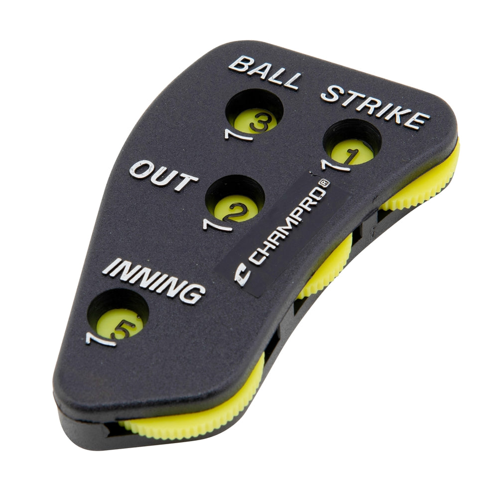 4-dial optic yellow indicator used in baseball on white background having "Champro"branding