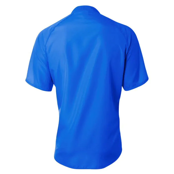 royal blue BP batting jacket Coaches with white accents back view on a white background