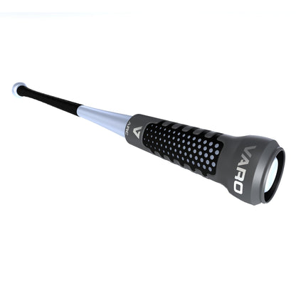 Black and gray baseball bat with Varo ARC Bat Weight 12 Oz on a white background