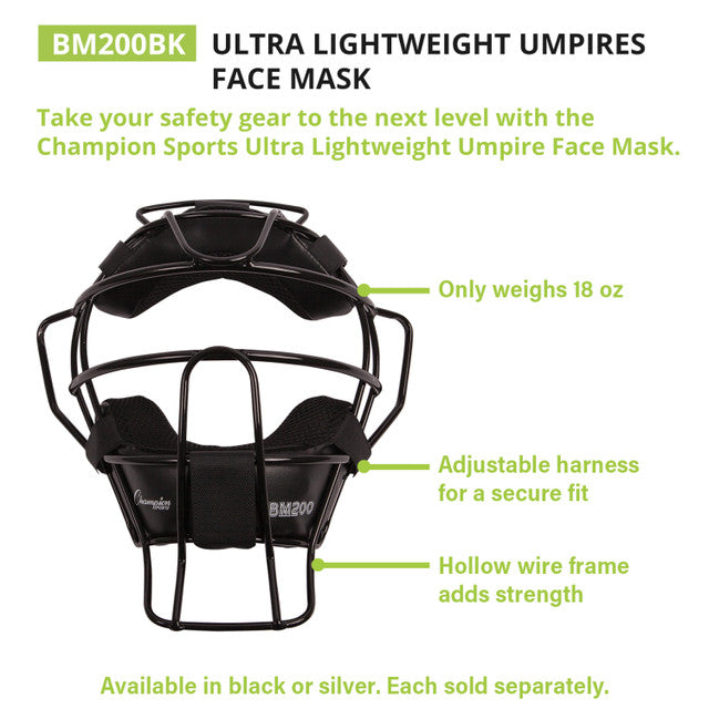 Champion Ultra Lightweight Umpire Face Mask With Drytek