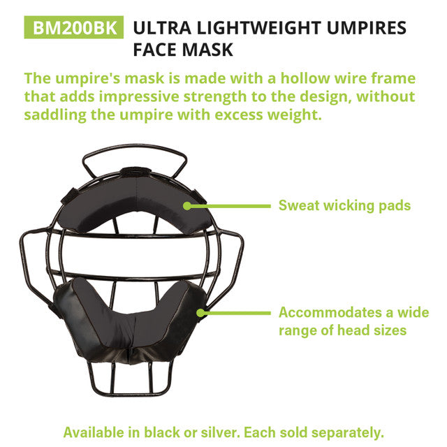 Champion Ultra Lightweight Umpire Face Mask With Drytek