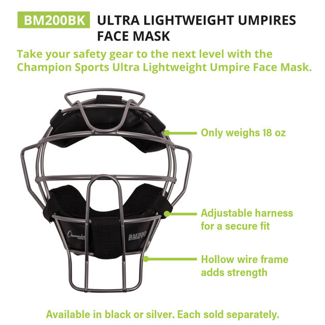Champion Ultra Lightweight Umpire Face Mask With Drytek