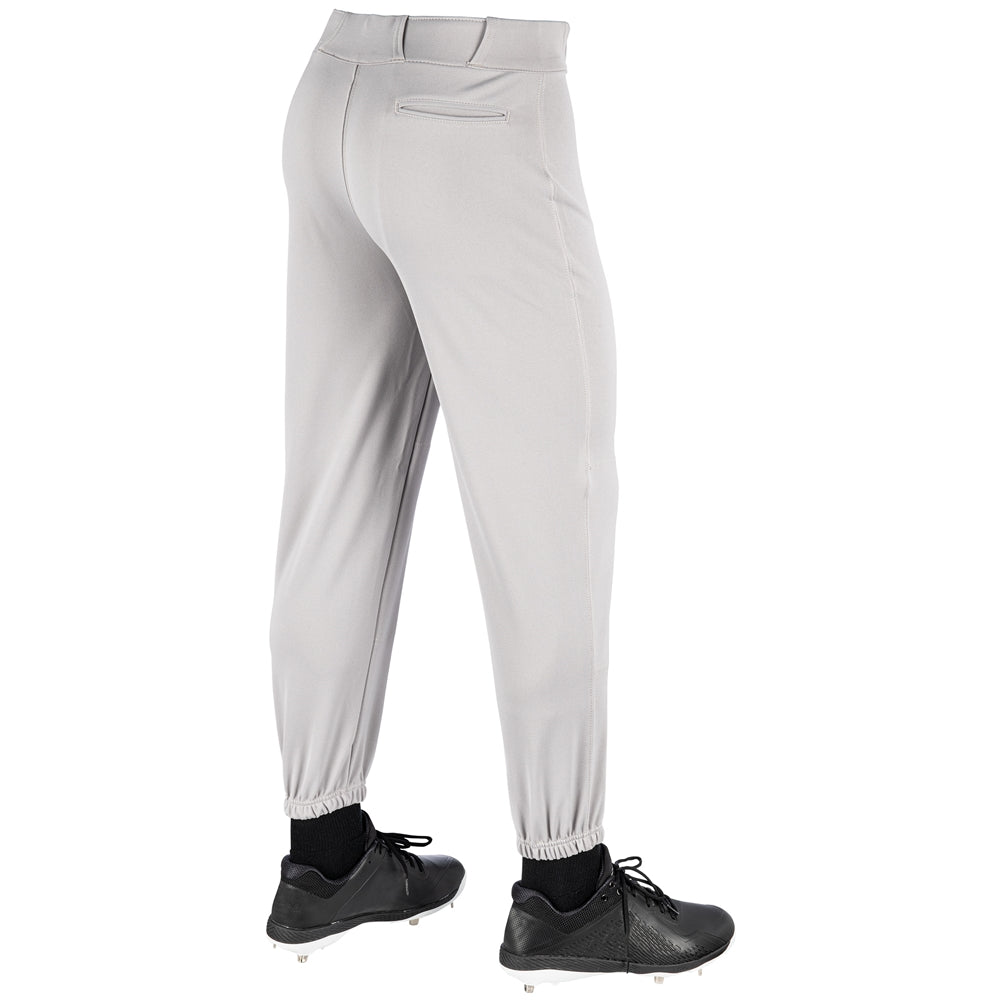 Light gray MVP Classic baseball pants with black cleats on a white background