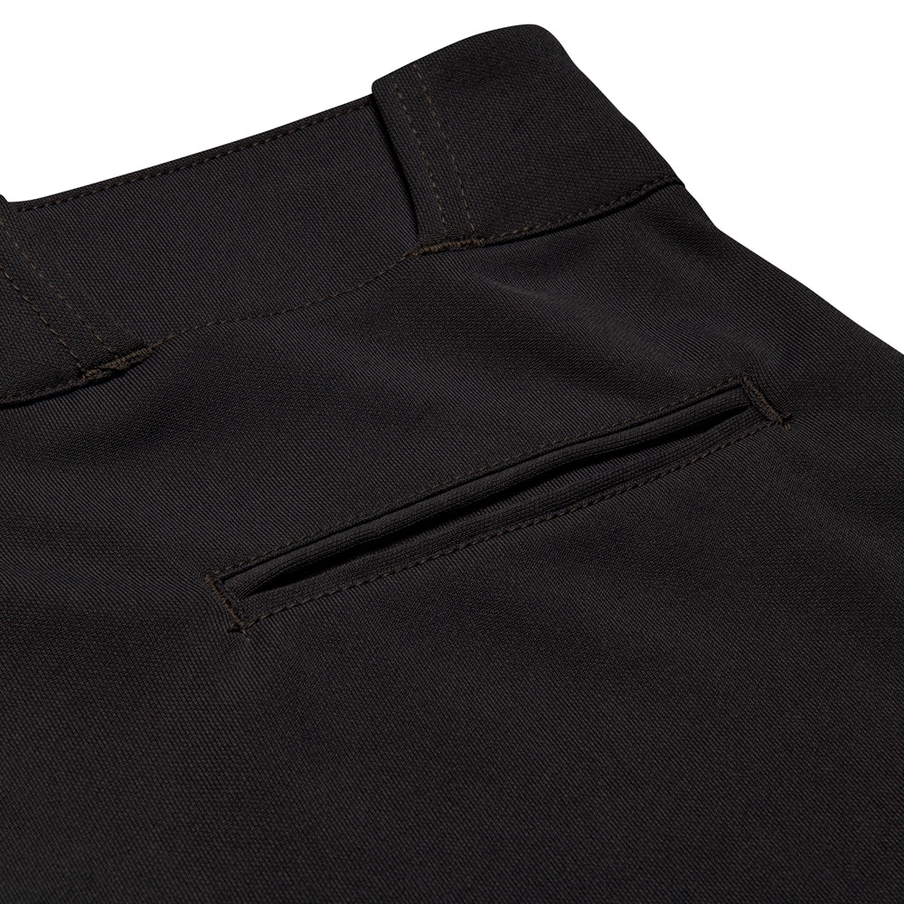 Close-up of black MVP Classic baseball pants with a pocket on a white background