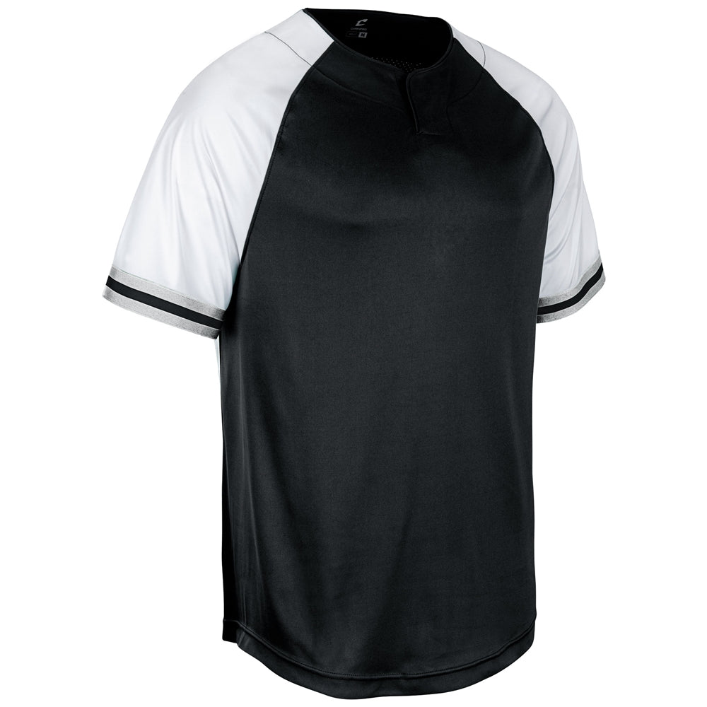 Champro Show 2 Button Jersey in black, white and black color pattern on a white background