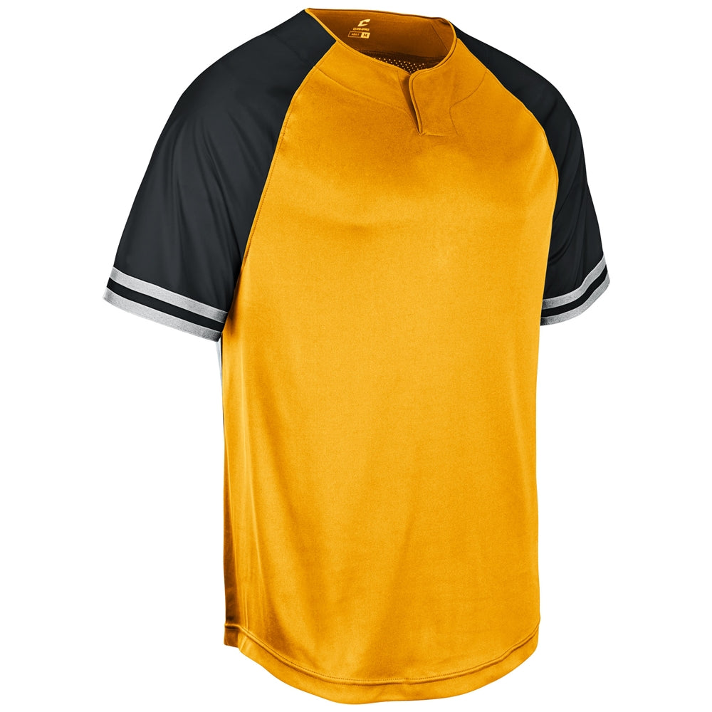 Champro Show 2 Button youth Jersey in gold and black color pattern on a white background