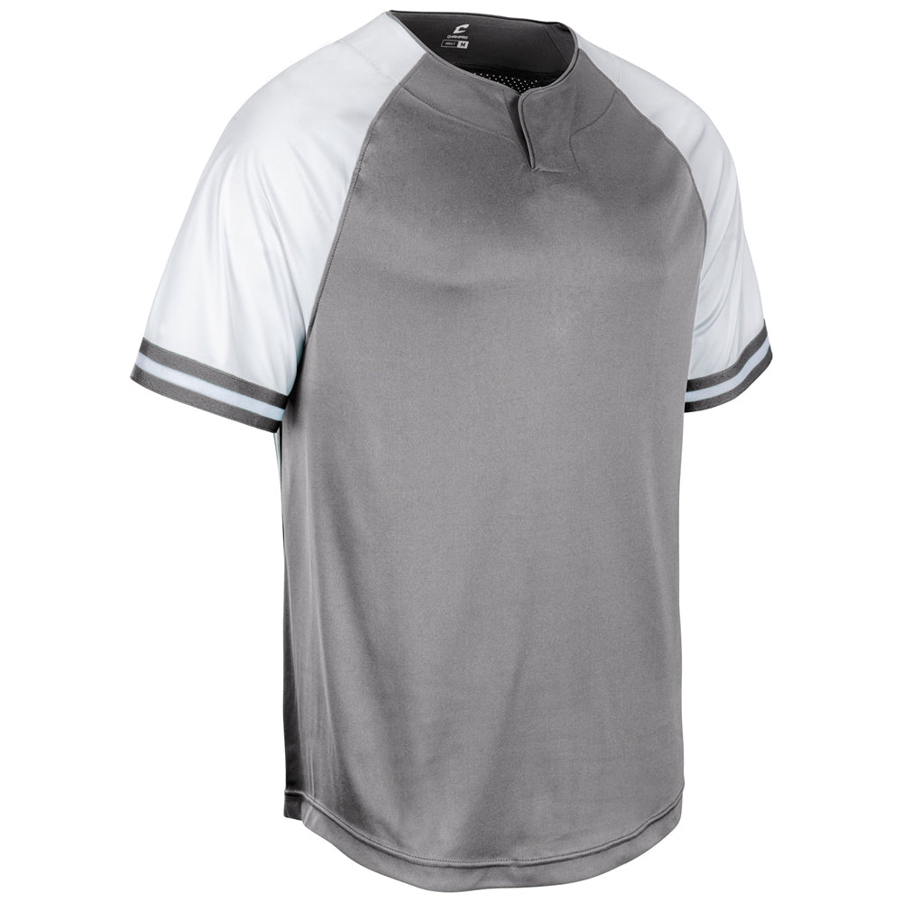 Champro Show 2 Button Jersey in gray and white color pattern on a white background