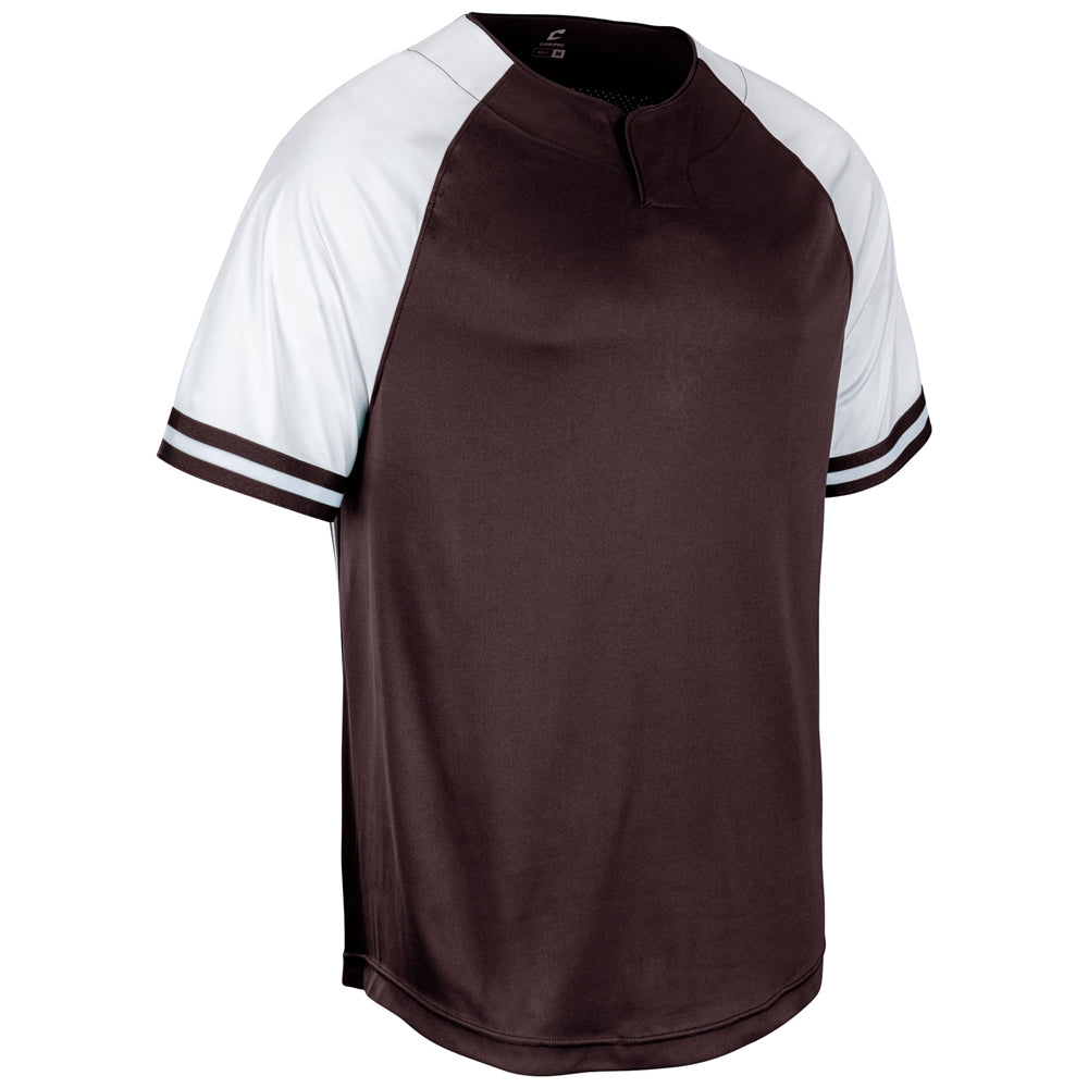 Champro Show 2 Button Jersey in maroon and white color pattern on a white background