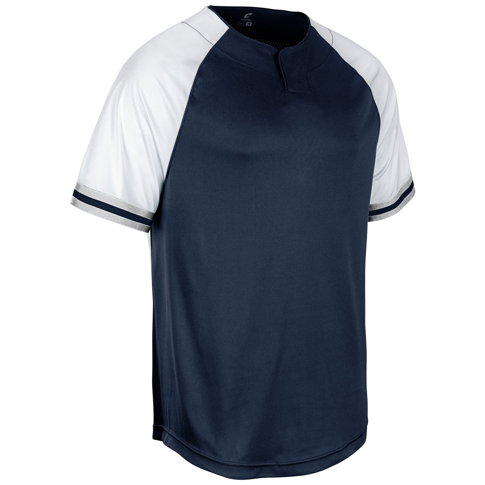 Champro Show 2 Button Jersey in navy blue and white color pattern on a white background