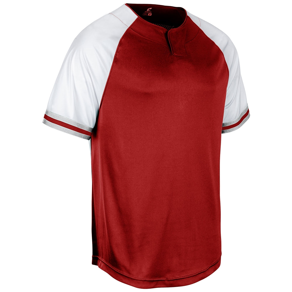 Champro Show 2 Button youth Jersey in scarlet and white  color pattern on a white background