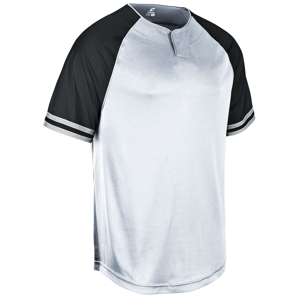 Champro Show 2 Button youth Jersey in white, black and white color pattern on a white background